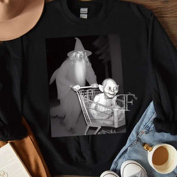 LOTR- Gandalf and Gollum Shopping Cart Sweatshirt