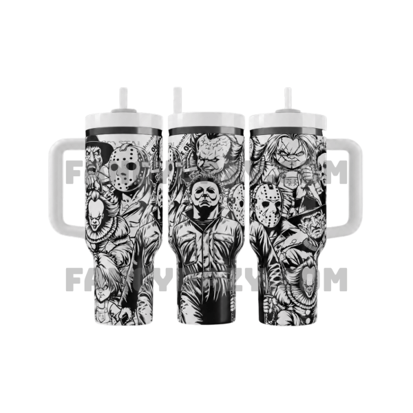 Vintage Black & White Horror Movie Characters Tumbler Vintage Black & White Horror Movie Characters Tumbler
